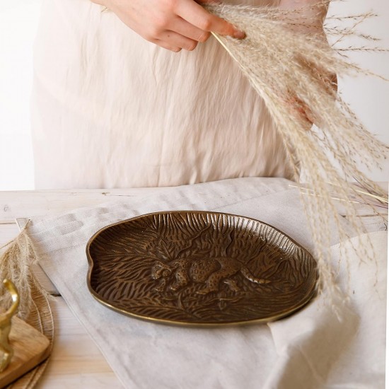 Shop quality Artesà Oval Serving Platter, Rustic Embossed Metal Plate with Leopard Design, 24 x 21cm in Kenya from vituzote.com Shop in-store or online and get countrywide delivery!