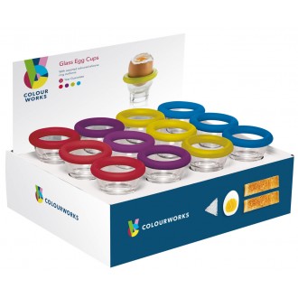 Colourworks Display of 24 Glass Egg Cups, Assorted Colors- Sold Per Piece