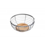 Industrial Kitchen Vintage-Style Metal / Wooden Fruit Bowl, 28 x 12 cm (11" x 5") - Grey