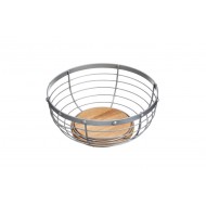 Industrial Kitchen Vintage-Style Metal / Wooden Fruit Bowl, 28 x 12 cm (11" x 5") - Grey