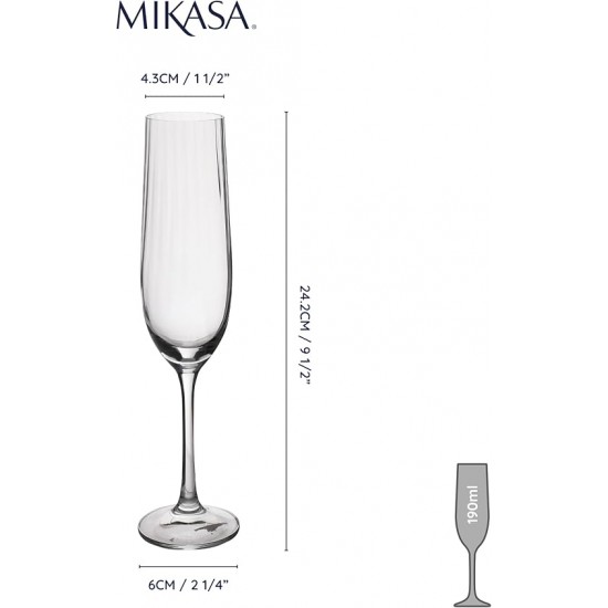 Mikasa Treviso 4-Piece Rippled Crystal Flute Glass Set, 190ml, MKTREVFLU4PC Shop quality Mikasa Treviso 4-Piece Rippled Crystal Flute Glass Set, 190ml in Kenya from vituzote.com Shop in-store or online and get countrywide delivery!