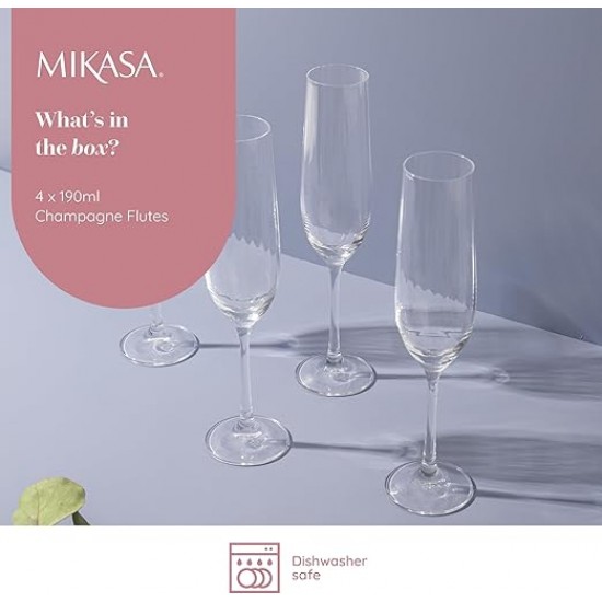 Mikasa Treviso 4-Piece Rippled Crystal Flute Glass Set, 190ml, MKTREVFLU4PC Shop quality Mikasa Treviso 4-Piece Rippled Crystal Flute Glass Set, 190ml in Kenya from vituzote.com Shop in-store or online and get countrywide delivery!