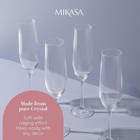 Mikasa Treviso 4-Piece Rippled Crystal Flute Glass Set, 190ml, MKTREVFLU4PC Shop quality Mikasa Treviso 4-Piece Rippled Crystal Flute Glass Set, 190ml in Kenya from vituzote.com Shop in-store or online and get countrywide delivery!