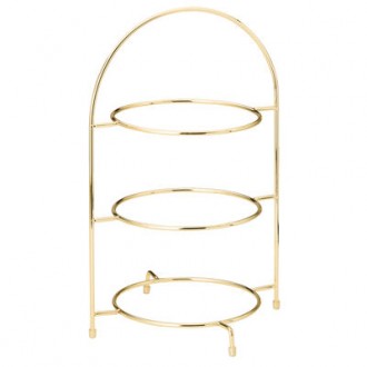 Utopia Gold Finish Stainless Steel 3 Tier Plate Stand 17" (43cm)