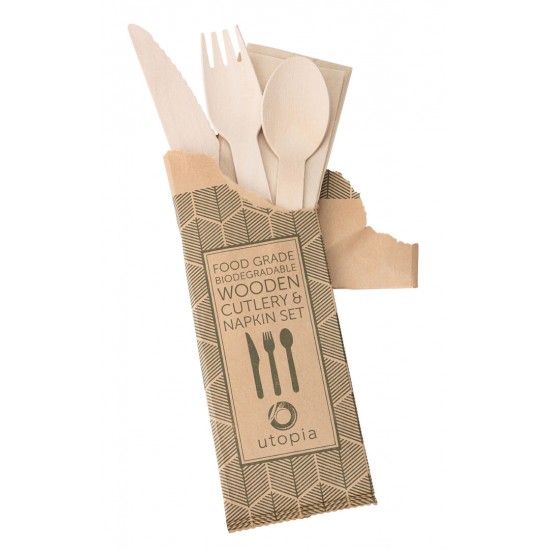 Shop quality Utopia Birch Wood Cutlery Set- ( Knife, Fork, Spoon and Paper Napkin) in Kenya from vituzote.com Shop in-store or online and get countrywide delivery!