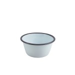 Neville Genware Enamel Round Deep Pie Dish White with Grey Rim 12cm 