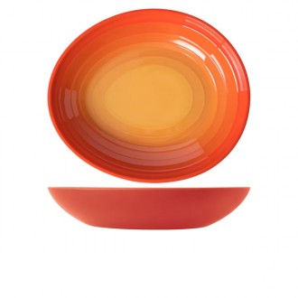 Neville Genware Sunset Orange Atlantis Melamine Oval Bowl, 38 x 32.5 x 7cm