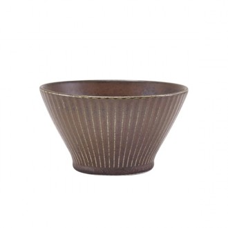 Neville Genware Terra Porcelain Black Fluted Conical Bowl 13cm