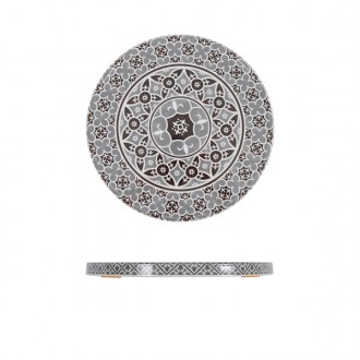 Neville Genware Grey Marrakesh Melamine Round Slab, 28.5cm