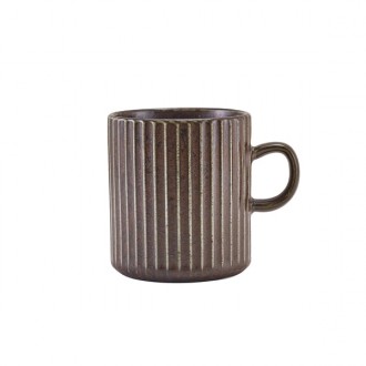Neville Genware Terra Porcelain Black Fluted Mug, 320ml /  32cl/11.25oz