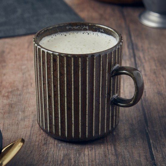 Neville Genware Terra Porcelain Black Fluted Mug, 320ml / 32cl/11.25oz Neville Genware Terra Porcelain Black Fluted Mug, 320ml / 32cl/11.25oz