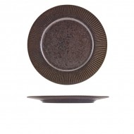 Neville Genware Terra Porcelain Black Fluted Winged Plate, 26cm
