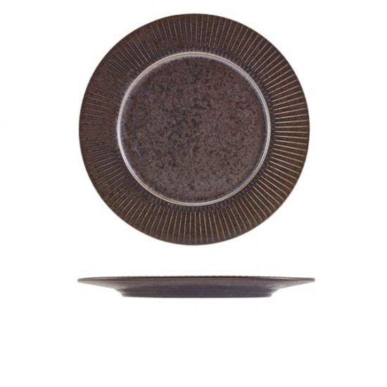 Neville Genware Terra Porcelain Black Fluted Winged Plate 26cm Neville Genware Terra Porcelain Black Fluted Winged Plate 26cm