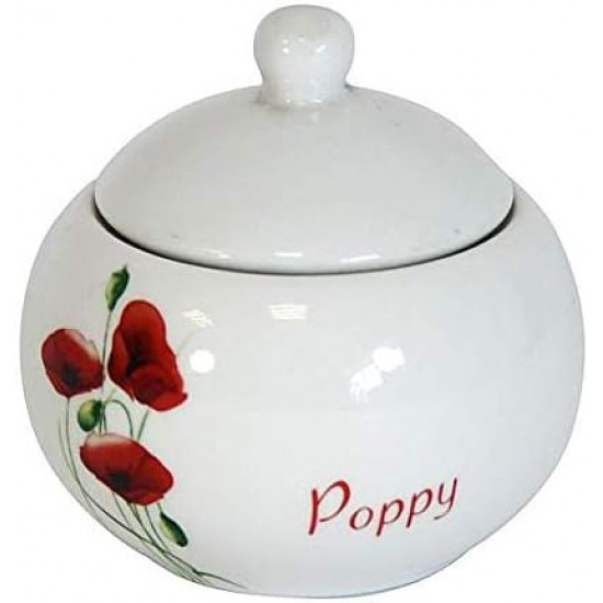 Dunelm Poppy Sugar Bowl Red/White