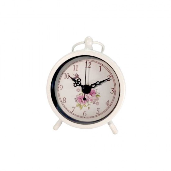 Dunelm Plummy Mantel Small Table-Top Clock, 13 cm White