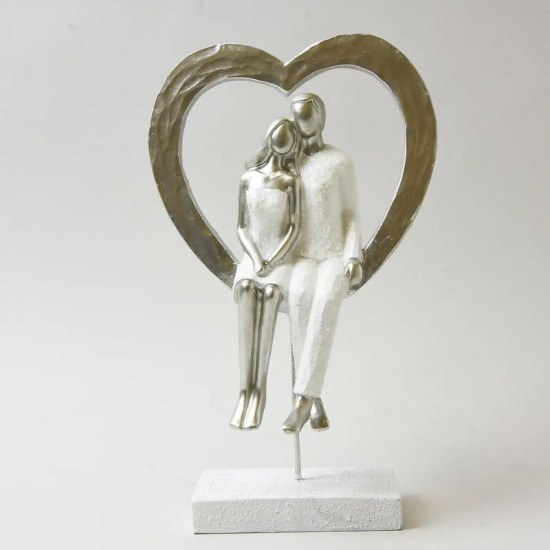 Shop quality Dunelm Couple Sitting in Heart Sculpture, Silver, 25cm in Kenya from vituzote.com Shop in-store or online and get countrywide delivery!