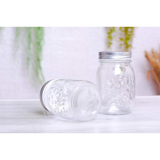 Dunelm Farmstead Embossed Preserving Jar with Silver lid, 1000ml 