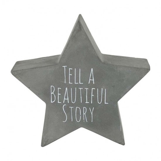 Dunelm Cement 'Tell a Beautiful Story' Standing Star, Grey