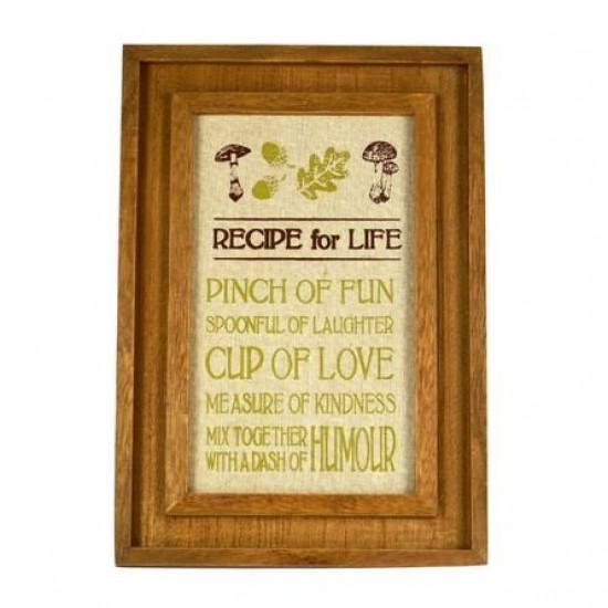 Dunelm Wooden Frame Recipe for Life fabric Print Rustic Rumble, 30cm 