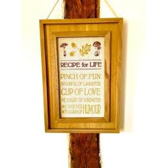 Dunelm Wooden Frame Recipe for Life fabric Print Rustic Rumble, 30cm 