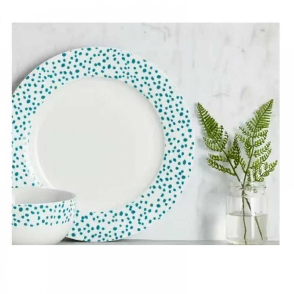 White Dot Polka Dot Dish Set Ceramic Dinnerware Polka Dot Plate