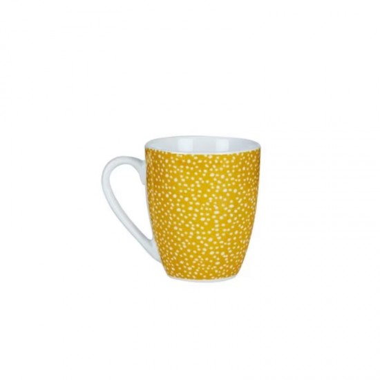 Dunelm Porcelain Polka Dot Mug-Ochre