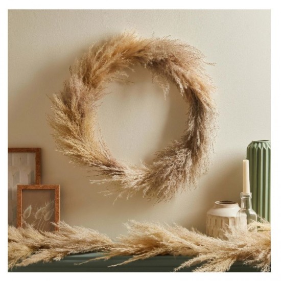 Dunelm Seasonal Pampas Wreath Natural, 35cm 