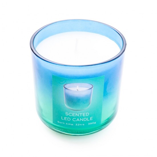 Candlelight LED Light Up Candle 5% Northern Lights Ski-lodge Scent Blue/Green Ombre, 390 grams 