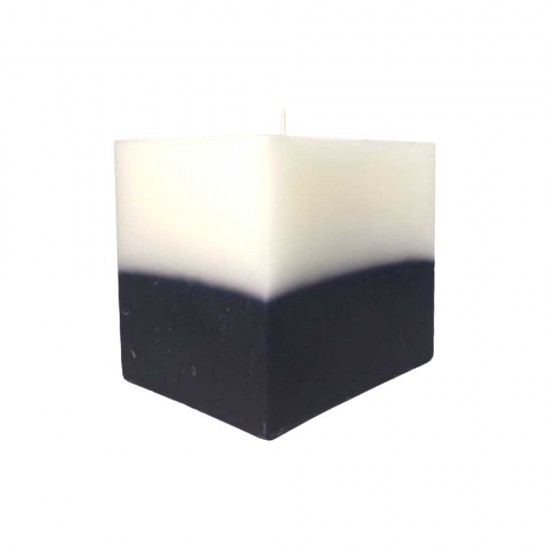 Candlelight Ombre Cube Candle 850 grams, Black and White