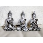 Dunelm Set of 3 Silver Tone Buddhas Ornaments