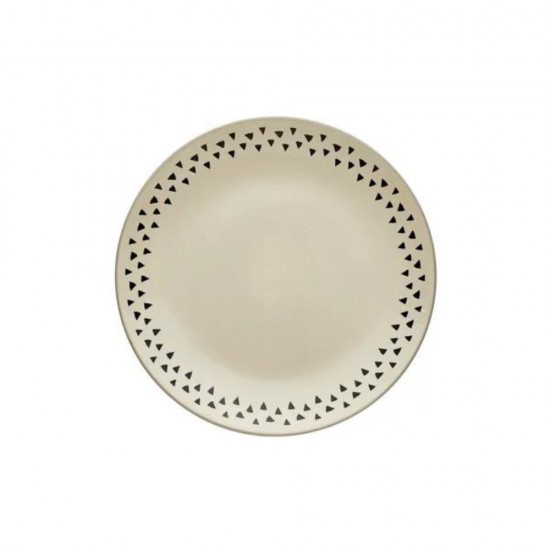 Dunelm Global Stoneware Dinner Plate, Grey/Cream 27cm