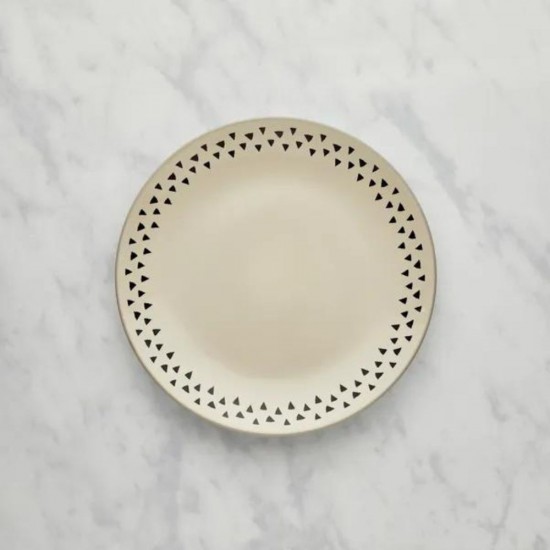 Dunelm Global Stoneware Dinner Plate, Grey/Cream 27cm