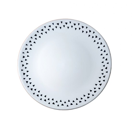 Dunelm Global Stoneware Dinner Plate, Grey/White, 27cm