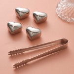 ChillCube Stones Stainless Steel Reusable Bartender Kit for Home and Bar Cocktail Making Set Ice Cube Heart shape