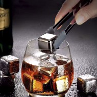 ChillCube Whiskey Stones Stainless Steel Reusable Bartender Kit for Home and Bar Cocktail Making Set Ice Cube, Square shape