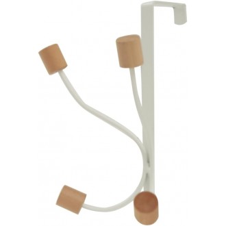 Home Basics Over The Door Hook with Wooden Accents, White