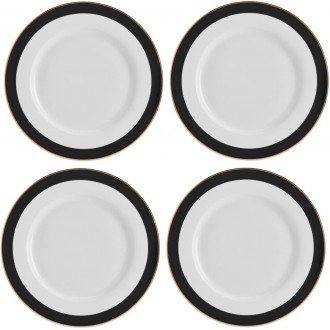 Mikasa Luxe Deco 4-Piece Fine China Dinner Plate Set of 4, 27.5cm, Gift Boxed