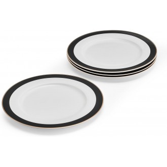 Mikasa Luxe Deco 4-Piece Fine China Dinner Plate Set of 4, 27.5cm, Gift Boxed