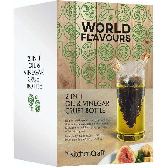 World of Flavours Italian 2 in 1 Oil & Vinegar Cruet Bottle (Outer Bottle 300 ml, Inner Bottle 50 ml), WFITCRUET75 Shop quality World of Flavours Italian 2 in 1 Oil & Vinegar Cruet Bottle (Outer Bottle 300 ml, Inner Bottle 50 ml) in Kenya from vituzote.com Shop in-store or online and get countrywide delivery!