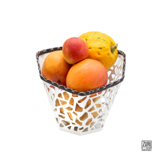 Shop quality Zuri Coffee Pod Holder/Fruit ~Basket, Hand-Stitched Leather Rim-White in Kenya from vituzote.com Shop in-store or online and get countrywide delivery!