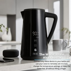 Swan ALEXA Smart 1.5 Litre Kettle with LED Touch Display, Keep Warm Function and Stainless Steel Insulated Wall, 1800W, Black