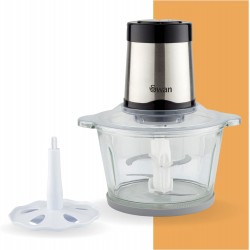 Swan Electric Food Chopper, Food Processor, 1.8 Liters Glass Bowl, 26000 RPM Motor with Stainless Steel Blade and Beating Blade