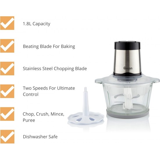 Shop quality Swan Electric Food Chopper, Food Processor, 1.8 Liters Glass Bowl, 26000 RPM Motor with Stainless Steel Blade and Beating Blade in Kenya from vituzote.com Shop in-store or online and get countrywide delivery!