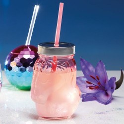 BarCraft Novelty Unicorn 500ml Pink Glass Drinks Jar