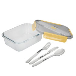Built Stylist Glass Lunch Box with Cutlery, 900ml