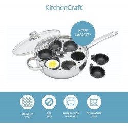Kitchen Craft Professional Stainless Steel 6-Hole Egg Poacher,  28cm