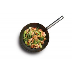 World Of Flavours Oriental Carbon Steel Non-Stick Phenolic Handled Wok, 36cm