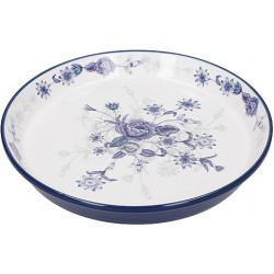 London Pottery Blue Rose Cake Plate, Ceramic, Almond Ivory / Blue, 20 cm