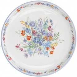 London Pottery Viscri Meadow Cake Plate, Ceramic, Almond Ivory / Cornflower Blue, 20 cm