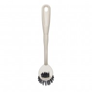 Natural Elements Eco-Friendly Double-Sided Dish Brush, Recycled Plastic with Straw Bristles - Grey